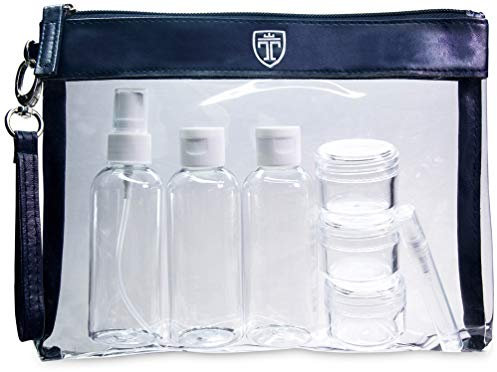TRAVANDO Kulturbeutel durchsichtig 100ml 1l Kosmetiktasche transparent Kulturtasche Flüssigkeiten Reiseset Handgepäck Flugzeug Reise Flaschen Handgepäck Beutel Zipper Reisebeutel Tasche Behälter