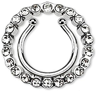 beyoutifulthings KRISTALL-Ring Fake Brustwarzen-Piercing Intim-Piercing Brust-Piercing Nippel-Piercing Silber ZIRKONIA PINK Aqua Clear