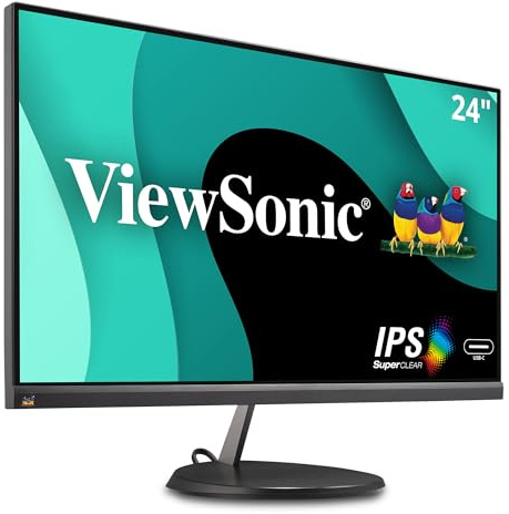 Viewsonic VX2485-MHU 60,5 cm (24 Zoll) Design Monitor (Full-HD, IPS-Panel, FreeSync, HDMI, USB-C 3.2 inkl. Ladefunktion, Lautsprecher) Schwarz
