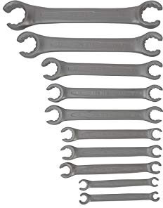 Doppelringschlüssel-Satz für Bremsleitung und Co, offen, DIN 3118 A | 10-tlg. | Leitungsschlüssel Set Nr.240 K | 8-32 mm | CrV | WGB