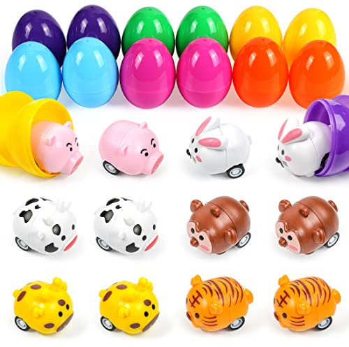 Huevos de Pascua Sorpresa, 12 Piezas Huevos Juguete Pascua niños, Huevos de Pascua Animales Conejo Lechón, Huevos Pascua Plastico, para Regalos de Pascua niños