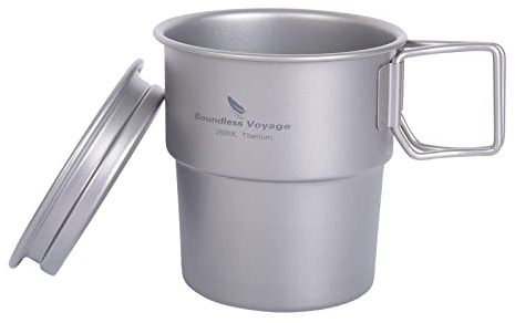 Boundless Voyage Titanium Kaffeetasse Becher mit Deckel 250 ml Bierbecher für Outdoor Camping Wandern Picknick Offenes Feuer Kochen Ti3051D