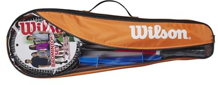 Wilson 4 Piece Kit V2 Badminton Rackets, Easy To Hold and Feather-Light, Provide Precision and Accuracy, Built To Last, Colour: Red/Orange, Size: 2