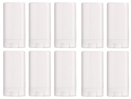 Leere flache weiße ovale Deo-Behälter, DIY-Lippenbalsam-Röhren, Kunststoff-Lippenstift-Nachfüllpackungen, 15 ml, 15 g, Chapstick-Tuben mit Deckel, 10 Stück