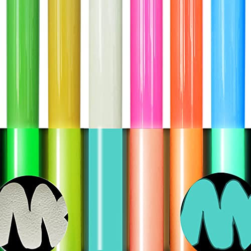 Puff Vinyl Heat Transfer 3D, Glow in Dark HTV Iron On for Cricut, Puff HTV Vinyl Bundle Luminous Fluorescent 6 Color, Foaming Heat Transfer Vinyl Color Changing for Heat Press Cloth, 25X30.5cm