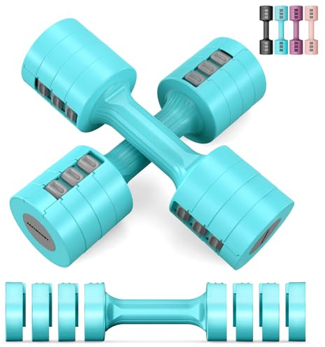 EAST MOUNT Adjustable Dumbbells 5 lb Dumbbells Set of 2 / Pair 10 lb Total Free Weights 6 in 1 Women Hand Weights for Home,Office,Gym Exercise Training 2lb 3lb 4lb 5lb Fast Adjust