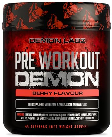 Pre Workout Demon (gusto frutti di bosco) - Integratore pre workout potente con Creatina, Caffeina, Beta-Alanina e Glutammina (360g)