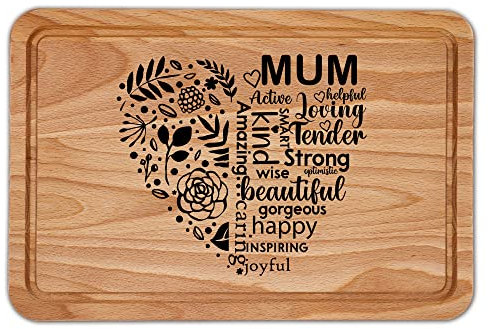Mum Heart Chopping Board Mothers Day Gift from Son Daughter Mom Kitchen Accessories Cheese Board
