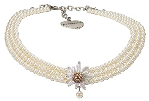 Alpenflüstern Trachten-Perlen-Kropfkette Greta - nostalgische Trachtenkette, eleganter Damen-Trachtenschmuck, Dirndlkette (bicolor) DHK320