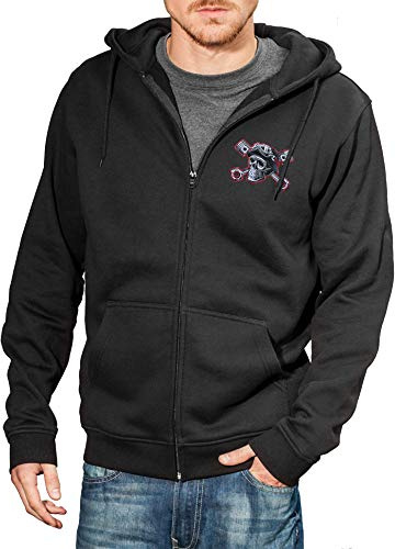 Baddery Biker Zip-Hoodie Herren - „Speed Junkies“ mit Stickerei | Motorrad Sweatjacke mit Kapuze für Motorradfahrer
