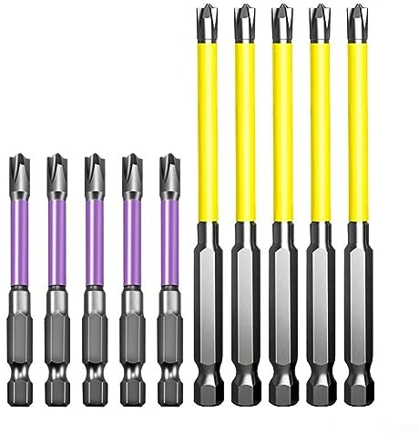 Lot de 10 embouts de tournevis cruciformes magnétiques à fente spéciale pour électricien FPH2, tige hexagonale 65 mm, 110 mm utilisés sur les disjoncteurs