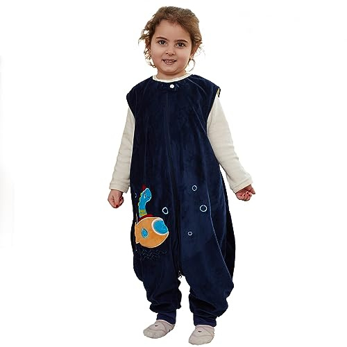 XQ&XG Baby Schlafsack mit Füßen 1.5 Tog,Babyschlafsack mit Beinen,Kinderschlafsack für mädchen und Junge,U-Boot,5-6 Jahre