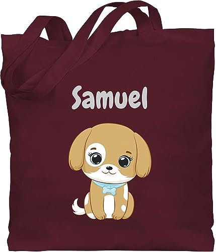 Baumwolltasche - Süßer Hund Hunde Hundemotiv Dog Dogs - Unisize - Bordeauxrot - einkaufstasche geschenke für hundefans hundebesitzer tasche personalisierte hunden tragetasche hundespruch