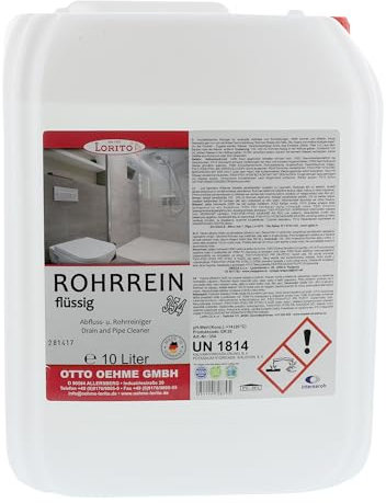 Lorito Rohrrein 354, 10 Liter, flüssig Rohrreiniger Abflussreiniger, für Dusche, Waschbecken, Rohreinigungsmittel für verstopfte Abflüsse und Rohre