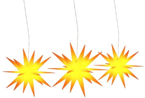 vidaXL Weihnachtssterne 3 STK., Faltbar Beleuchtet Adventsstern mit LEDs, Wasserdicht Weihnachtsbeleuchtung mit Timer, Leuchtstern Weihnachtsdeko für Innen Außen, Gelb