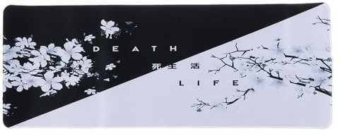 allcoupon Grand tapis de souris antidérapant motif fleurs de cerisier japonais, noir et blanc, avec bords cousus pour le bureau et la maison