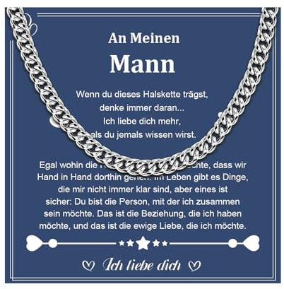 CheersLife Halskette Herren Edelstahl Panzerkette Kette Silber | Männer Kette Herren Hochzeitstag Geschenke für Männer Geschenke für Mann/Sohn/Papa