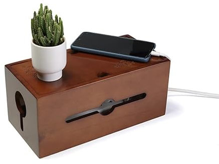 Luminexia Boite Rangement Cable,Cache Multiprise,Grand Boîte de Rangement Câbles Electriques avec Bois Couvercle,Boite Cache Multiprise pour Protection de Câble et Prise Multiprise Electrique