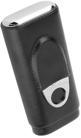 Ausla Caja de Puros de Cuero con Forro de Cedro, Humidores de Viaje con Forro de Cedro, Regalo para Amantes de los Puros, con Cortador (Black)