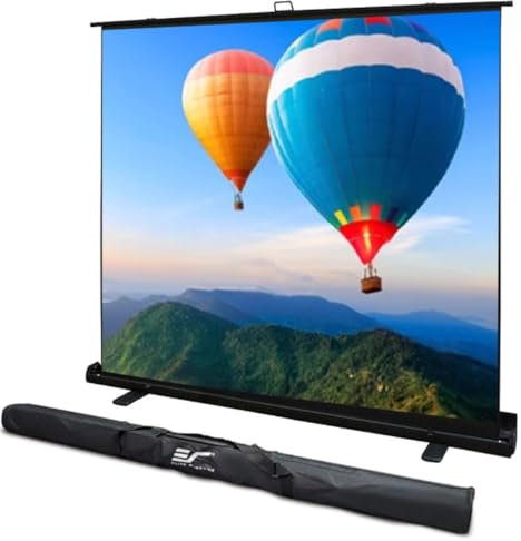ZIUSFAC Manual Pull Up Projection Screen Floor Standing Projector Screens Table Top Screen Portable 4K HD Movie Screen 20in 30in 46in 52in, For Meeting Room/School(52in-4:3)
