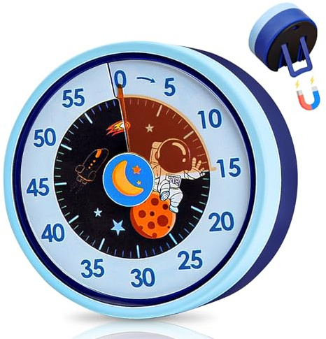 Temporizador Niños, Temporizador Visual de 60 Minutos, Time Timer con Diseño Magnético para Adultos, Niñosaula, Cocina, Oficina y Herramientas de Gestión del Tiempo, con Despertador Fuerte, Azul