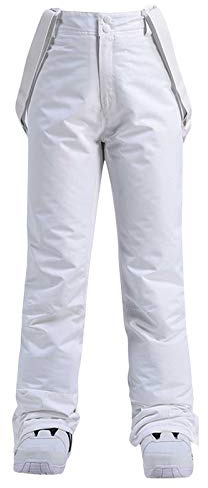 Women's Ski Pants - Waterproof Snow Trousers Insulated Bib Overalls Solid Color One-Piece Suspenders Snowsuit Essential Snowboarding Ski Outdoor Sports