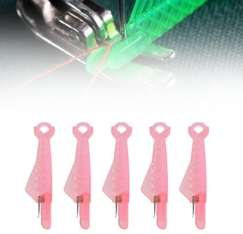 Einfädelhilfe für Nähnadeln Nähmaschinen Zubehör Kunststoff Nähnadeln Einfädler, Automatischer Einfädler Nadel Threading Tool für Handnähen und Nähmaschinen DIY Crafts (Rosa, 5)