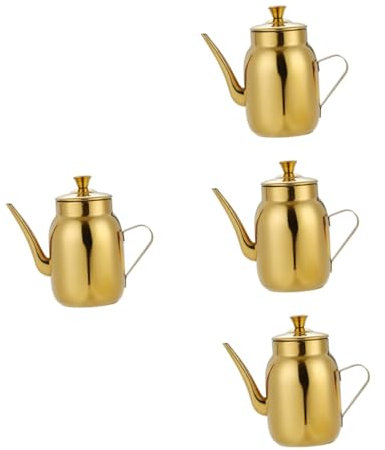 IMIKEYA 4 Pièces Bidon D'huile Kit De Bidon De Récupération D'huile Distributeur De Sirop Décanteur D'huile D'olive De Friture Burette à Huile Golden Acier Inoxydable