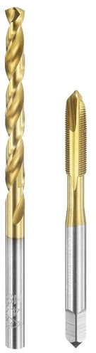 sourcing map Tap and Drill Bit Set, 1pcs M5 x 0.5 Metric Spiral Point Thread Screw Taps & 1pcs 4.5mm Twist Drill Bits, Titanium Coated HSS-6542 Tapping Threading Tool Kit