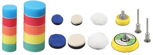 Trade-Shop Polier-SET Stützteller kompatibel mit Proxxon, kompatibel mit Dremel 25mm 50mm Polierschwamm Polierpads zum Polieren, Wachsen und Versiegeln