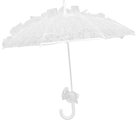 Homoyoyo Mini White Lace Parasol Umbrella, Communion Wedding Umbrella for Bridal Photo Shoots Tea Party Small Photography Prop Craft