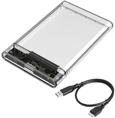 Carcasa Disco Duro 2,5 USB C 3.1 Gen 2, Caja Externa para HDD SSD SATA I/II/III de 7mm y 9.5mm de Altura, Soporta UASP y Trim, Sin Necesidad de Herramientas, Diseño Transparente, Incluye Cable USB