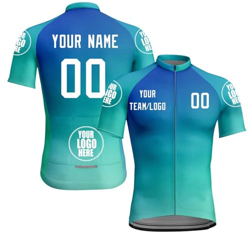 Radsport Trikots Männer Frauen Kurzarm Radsport Trikot Full Zip mit Taschen Personalisierte Team Name Team Ihr Name Logo Atmungsaktiv Radfahren Kleidung Schnell trocknen Bike Shirt