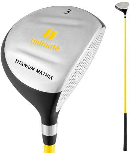 GOPLUS Fairway 3 golfklubbor i trä, 86 cm golfklubbor för 8–10 år högerhänta användare, av aluminiumlegering med rackethuva, glasfiberskaft och gummihandtag, pojkar och flickor