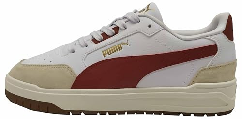 PUMA Unisex Shuffle Downtown OG sneakers, Vit-Bordeaux RED Gold, 7 UK, Puma vit bordeaux röd Puma guld, 40.5 EU