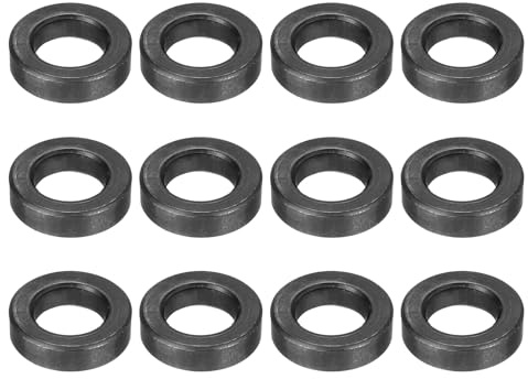 sourcing map Lot de 12 rondelles plates noires de 0,95 cm pour vis M10, rondelles métalliques en acier de 10 mm x 18 mm x 5 mm de long pour vis industrielles, boulons
