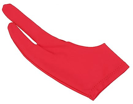 BAZEITFLOW Artist Two Finger Gloves 2pcs Red Size S, Curved Drawing Glove for Sketching, Anti-fouling Protective Handwear Suitable for Painters and Designers