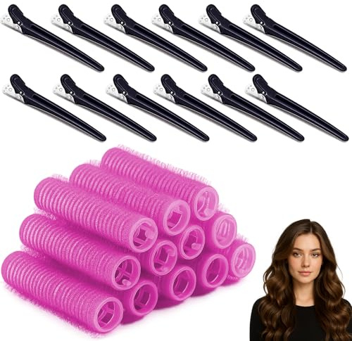 Hair Rollers, Velcro Rollers, Self Grip Small Hair Curlers, Salon Hairdressing Curlers Roller with Clips Tools for Women (Random Color), 15mm-12pack, 1.0 count, Pack of 20