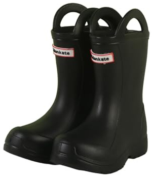 Stivali di Gomma Unisex-Bambini e Ragazzi, Impermeabili, Antiscivolo, Scarpe da Esterno per Bambini Stivali da Pioggia in Gomma Leggero Alti Stivaletti Pioggia Bambina (c-Black, 35 Big Kids)