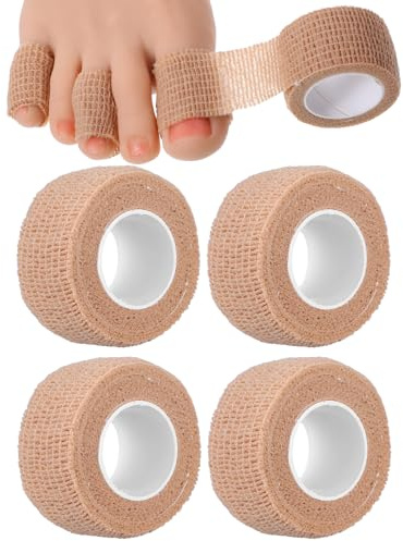 Wanmu 6 Rolls Broken Big Toe Little Toenail Protectors, 1 inch Self Adhesive Toe Covers Guards Bandages for Men Women, Thumb Finger Cushions for Feet Sleeve Pain Relief, Wrist Ankle Vet Wrap