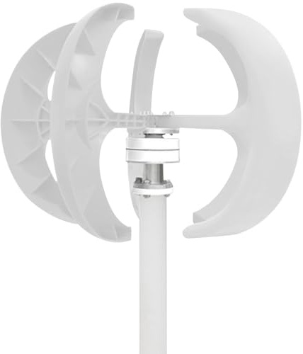 Aerogenerador de Eje Vertical de 400 W, 600 W, 800 W, 1000 W y 1200 W, 5 Palas, 12 V/24 V, Velocidad Ajustable, Incluye Controlador y Placa de Brida, Ideal para casa y Barco, Color Blanco.