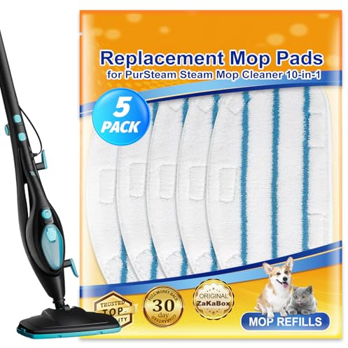 ZaKaBox 5 Pack Replacement Steam Mop Pads for PurSteam 10-in-1 Steam Mop