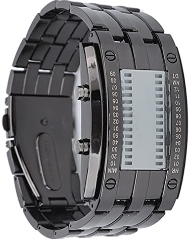Ejoyous Binäre Uhr, Digitaluhr LED Armbanduhr für Männer mit Binärzeitmodus wasserdicht Quarzuhr mit Hellen LEDs für Dunkelheit doppelter Verschluss (Waffenfarbe für Männer)