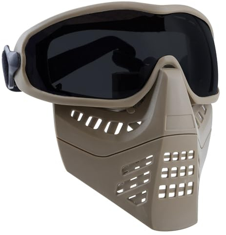 Masque D'airsoft avec Lunettes, Masque de Protection Intégrale Amovible pour Airsoft, pour Hommes et Femmes Pratiquant Le Tir Le Paintball et Le Cyclisme(Brown)