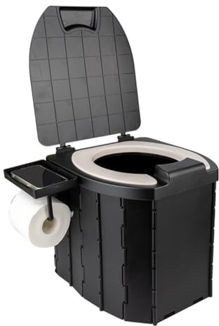 MeevrgR Inodoro portátil de camping con tapa de poliuretano, orinal plegable para adultos, inodoro compacto para camping, senderismo, viajes al aire libre y viajes por carretera, 34,5 x 32,5 x 24 cm