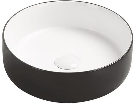ONDÉE Vasque De Salle De Bain NAMI Finition Bicolor Ø34 blanc intérieur | Céramique, 6 x H. 11, Sans Trou Robinetterie Ni Trop-Plein, noir extérieur, Multicouleur, Installation simple et rapide