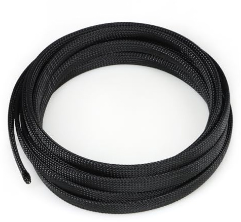 Kelepu Guaina Intrecciata per la Gestione dei Cavi, Guaina Flessibile Intrecciata Lunga 5 Metri (Nera, 6 mm)