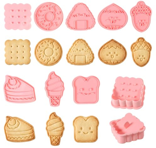 Juego de 8 cortadores de galletas en 3D, de plástico, para pan, galletas, sellos, cortadores de galletas para aperitivos, helados, donuts, pasteles, panes, bolas de arroz, moldes para hacer masa de
