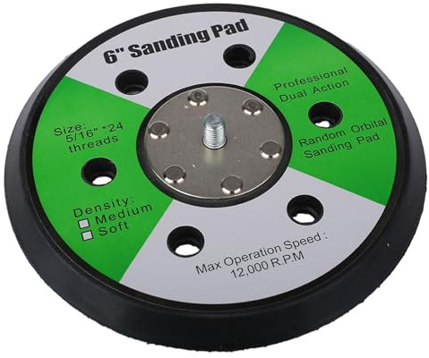 JoyousMall Almohadilla de respaldo para lijadora de 6 pulgadas, rosca UNF de 5/16 a 24, disco pulidor de gancho y bucle de 12000 RPM para lijadoras orbitales de aire, placa de lijado de poliuretano