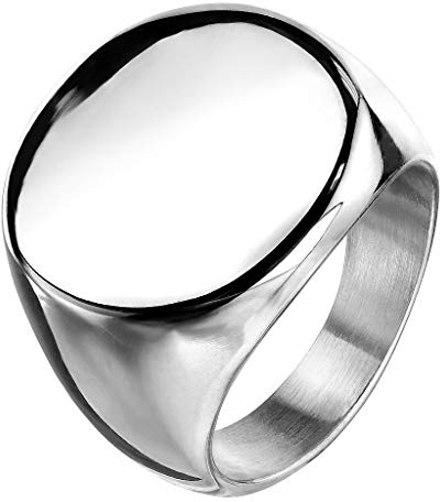 Mianova Herren Damen Biker Rocker Ring Runder Siegelring Edelstahl